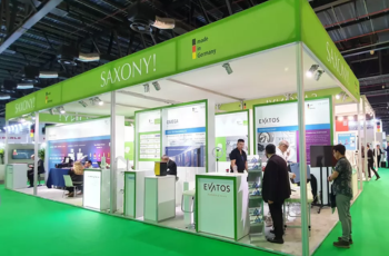 Saxony Pavilion displaying healthcare innovations and medical technology at Arab Health 2025, Dubai